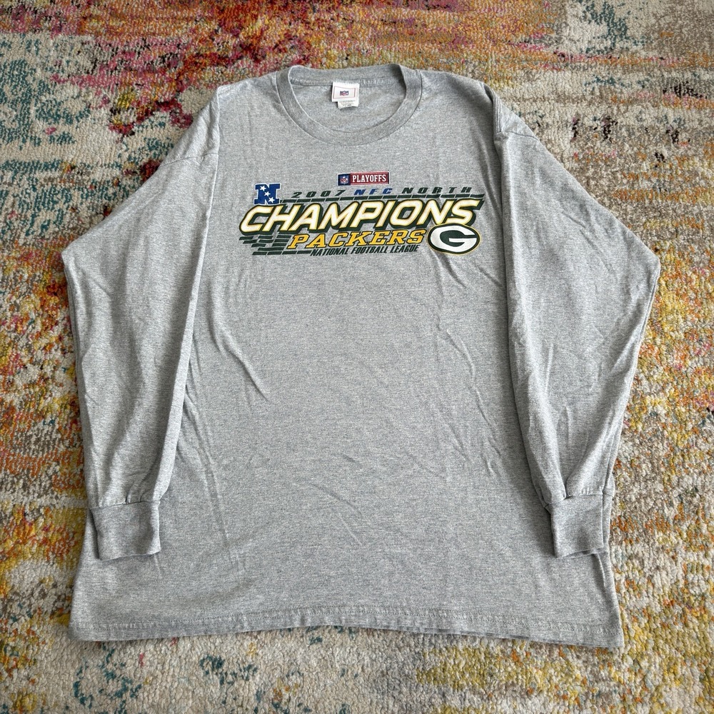 Vintage 2007 Green Bay Packers NFC North Champions Long Sleeve Shirt Mens XL